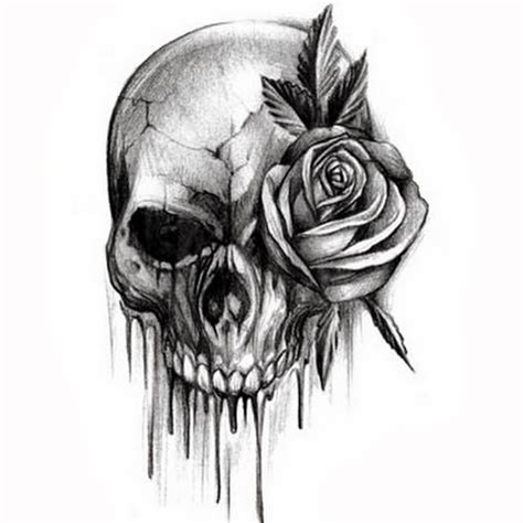 black and white skull and rose tattoo|skull and rose tattoo drawing.